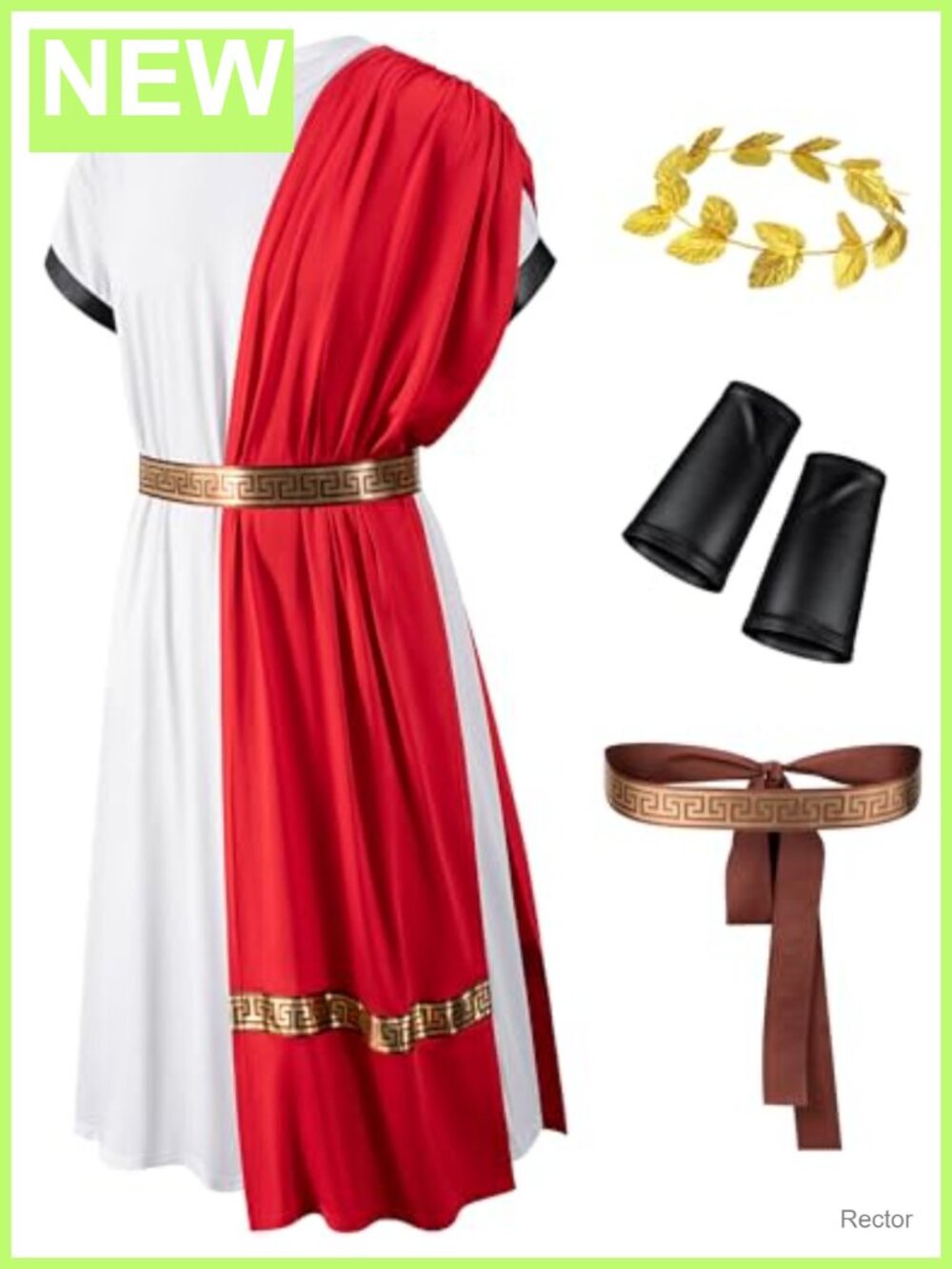 Men's Toga Costume Roman Robe Greek God Outfit with Accessories Set